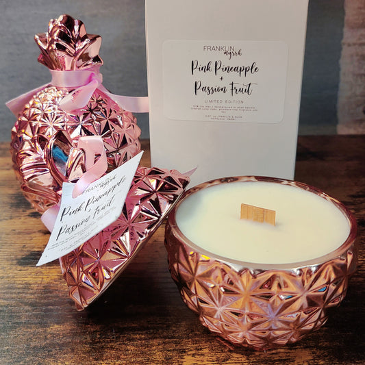 Pink Pineapple + Passion Fruit Rose Gold Pineapple Candle